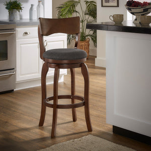 Monaghan Swivel Barstool Solid Rubberwood Frame Upholstered Padded Seat Pub Kitchen