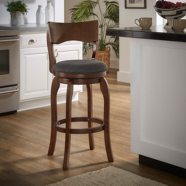 Monaghan Swivel Barstool Solid Rubberwood Frame Upholstered Padded Seat Pub Kitchen