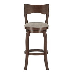 Homelegance Monaghan Swivel Barstool Solid Rubberwood Frame Upholstered Padded Seat Pub Kitchen Cherry / Grey 346-29GL(SPK)
