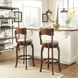 Monaghan Swivel Barstool Solid Rubberwood Frame Upholstered Padded Seat Pub Kitchen
