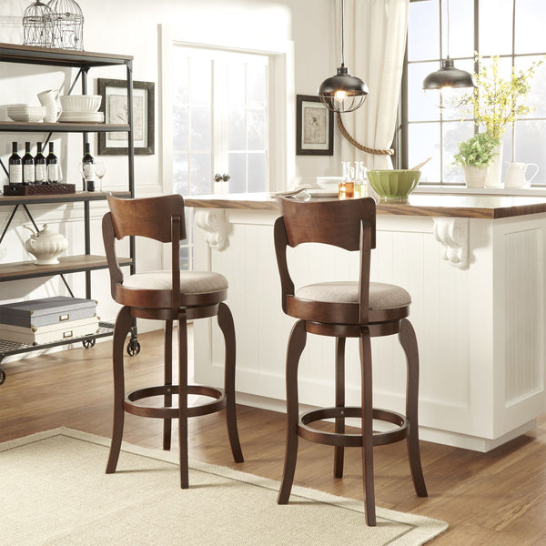 Monaghan Swivel Barstool Solid Rubberwood Frame Upholstered Padded Seat Pub Kitchen