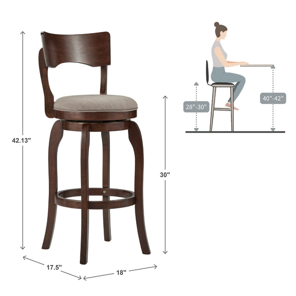Monaghan Swivel Barstool Solid Rubberwood Frame Upholstered Padded Seat Pub Kitchen