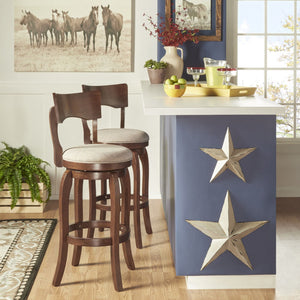 Monaghan Swivel Barstool Solid Rubberwood Frame Upholstered Padded Seat Pub Kitchen
