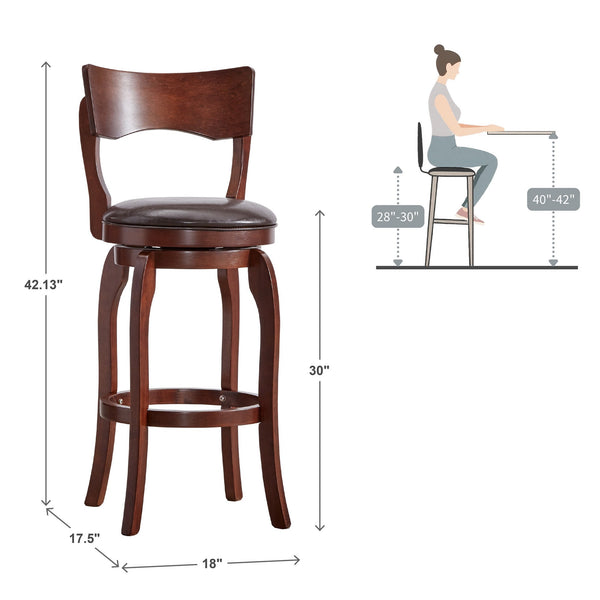 Monaghan Swivel Barstool Solid Rubberwood Frame Upholstered Padded Seat Pub Kitchen
