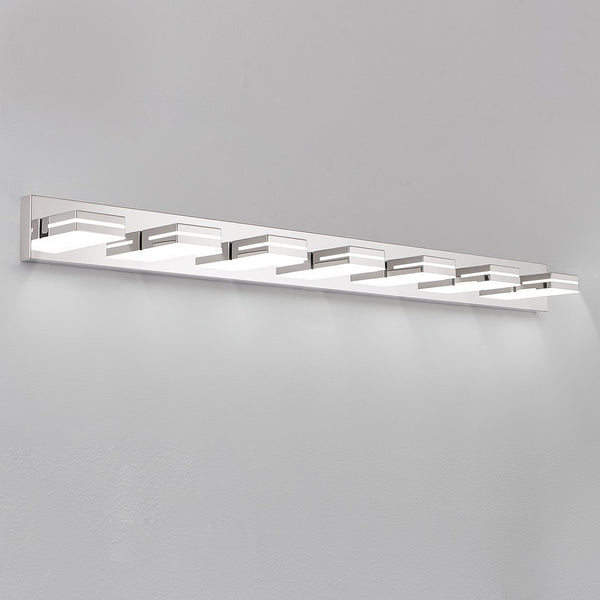 English Elm Modern Chrome Led Vanity Light - 6-Light Wall Sconce For Bright, Elegant Bathroom Illumination W2312P374922