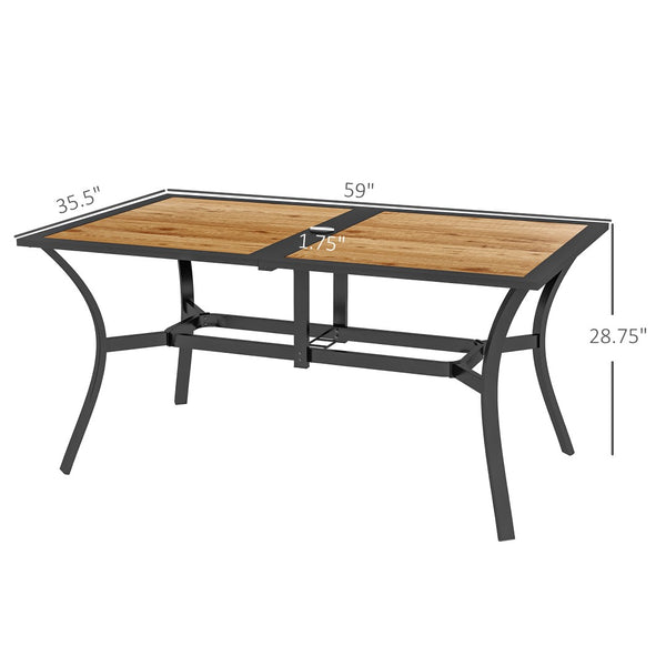 English Elm Stable Faux Wood Slatted Patio Dining Table Seats Six with Umbrella Hole T3971P428205