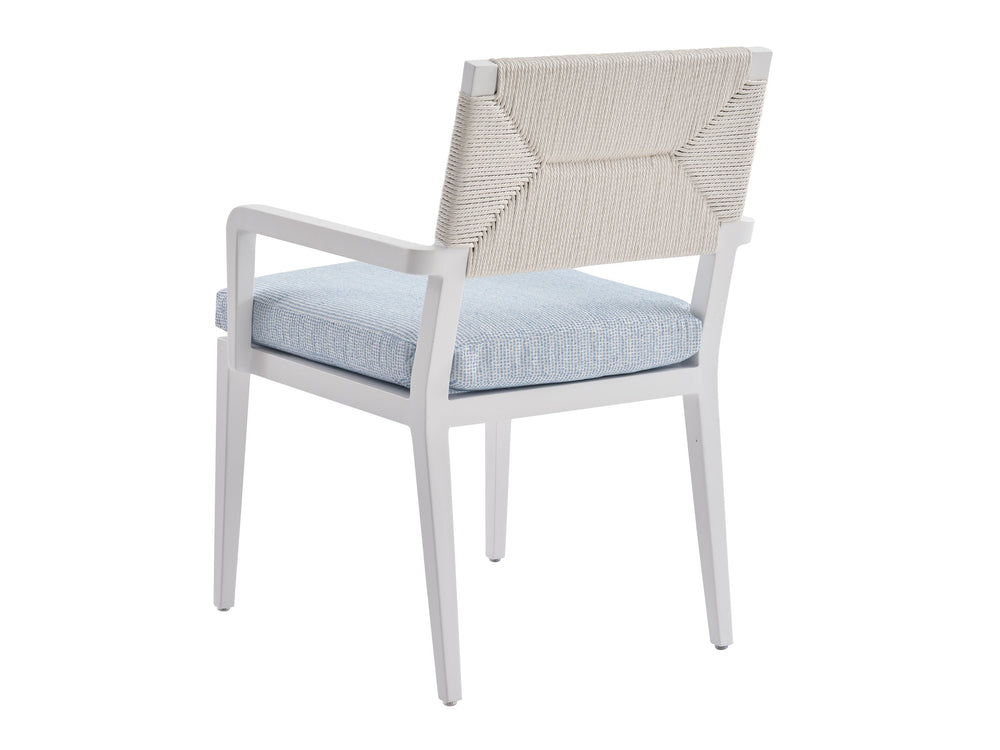 Lexington Tommy Bahama Outdoor 3460-13-40 Elegant Arm Dining Chair For Coastal Living, Luxurious Upholstery & Herringbone Weave  Wood 3460-13-40