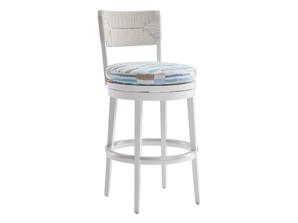 Lexington Tommy Bahama Outdoor 3460 Ocean Breeze Promenade Stool - Elegant Herringbone Weave For Coastal-inspired Outdoor Living  Wood 3460-16sw-40
