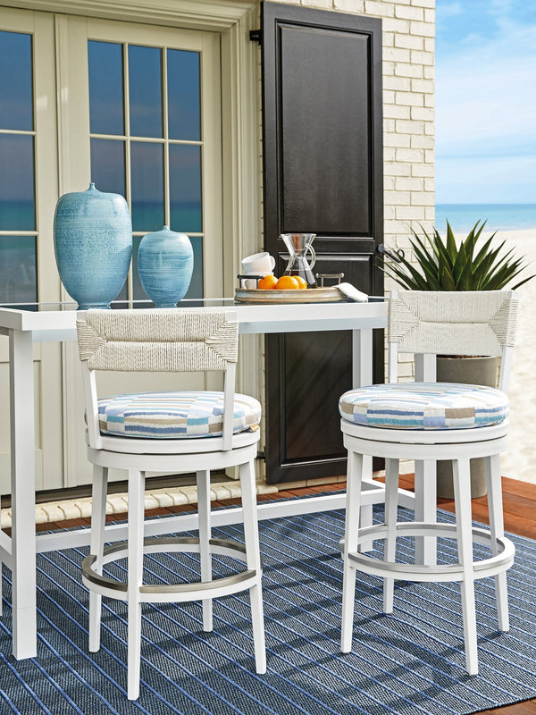 Lexington Tommy Bahama Outdoor 3460 Ocean Breeze Promenade Stool - Elegant Herringbone Weave For Coastal-inspired Outdoor Living  Wood 3460-16sw-40