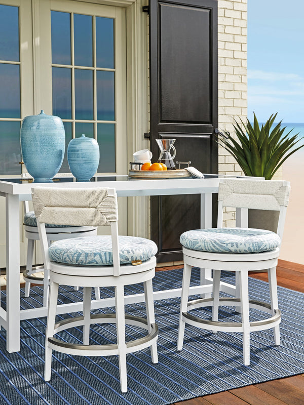Lexington Tommy Bahama Outdoor 3460 Ocean Breeze Promenade Stool - Elegant Herringbone Weave For Coastal-inspired Outdoor Living  Wood 3460-17sw-40