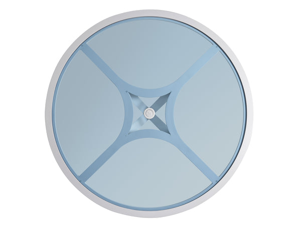 Lexington Tommy Bahama Outdoor 3460-870c Ocean Breeze Round Dining Table - Elegant Coastal Design With Marine Blue Glass Top White Wood 3460-870c