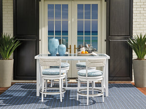 Lexington Tommy Bahama Outdoor 3460 Ocean Breeze Promenade Stool - Elegant Herringbone Weave For Coastal-inspired Outdoor Living  Wood 3460-17sw-40