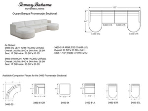 Lexington Tommy Bahama Outdoor 3460-50s-41 Ocean Breeze Promenade Sectional - Luxurious Coastal Living With Custom Performance Fabrics  Wood 3460-50s-41