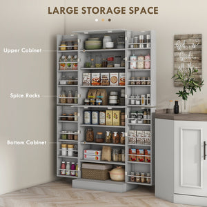 English Elm Homcom 65" Modern Kitchen Pantry Cabinet - Stylish Freestanding Storage With Adjustable Shelves & Doors W2225P229292