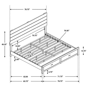 English Elm Geary Barrel Oak Eastern King Platform Bed with Slatted Headboard and Dual Footboard Storage Drawers B062S00699