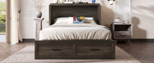 English Elm Murphy Full-Size Cabinet Bed with Built-In Charging Station, Storage Drawer & 700lb Capacity Comfort Gray 52.5 L x 26 W x 5.5 H N733S293995G