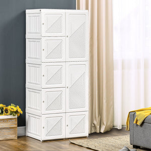 English Elm Homcom Portable Wardrobe Closet With 8 Cubes & Hanging Rod - Lightweight, Easy Setup & Dust-Resistant! W2225P173981