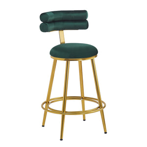 English Elm Christopher Knight Home® - 27.65'' 27.65" Modern Counter Stools Set of 2 with Luxurious Velvet Upholstery, Ergonomic Curved Back, Iron Frame & Footrest Dark Green N780P194940E