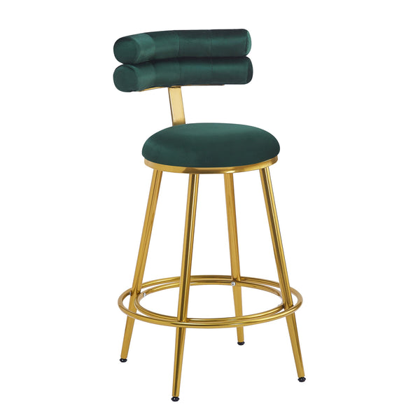 English Elm Christopher Knight Home® - 27.65'' 27.65" Modern Counter Stools Set of 2 with Luxurious Velvet Upholstery, Ergonomic Curved Back, Iron Frame & Footrest Dark Green N780P194940E