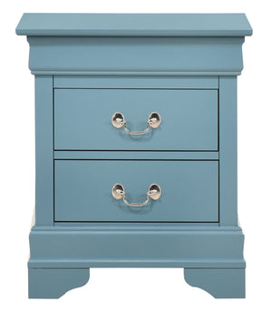 English Elm Compact Teal Nightstand with Two Drawers, 24"H x 21"W x 16"D, No Assembly, Bright Teal Accent Piece B078107857