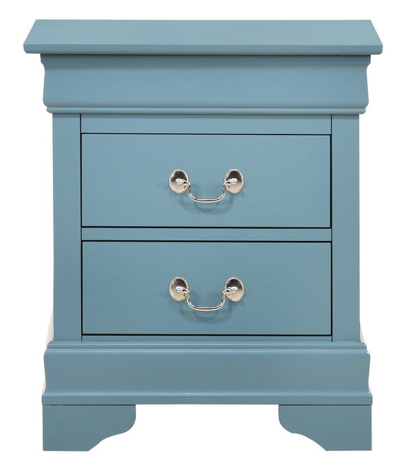 English Elm Compact Teal Nightstand with Two Drawers, 24"H x 21"W x 16"D, No Assembly, Bright Teal Accent Piece B078107857