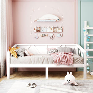 English Elm Twin Daybed Frame Solid Pine Sofa Bed for Guest Room Studio or Teen Bedroom White N708P266719K
