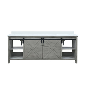 English Elm Ash Grey Double Bath Vanity 84" W With Cultured Marble Countertop, Soft-Close Drawers & Storage Solutions B2731P260176