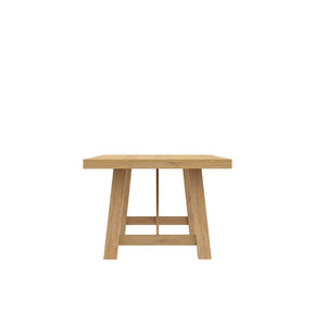 Alpine Furniture Eleanor Trestle Dining Table With Oak Veneer Top, Solid Rubberwood Frame, Seats 6–8, Farmhouse Chic Natural 3466-01