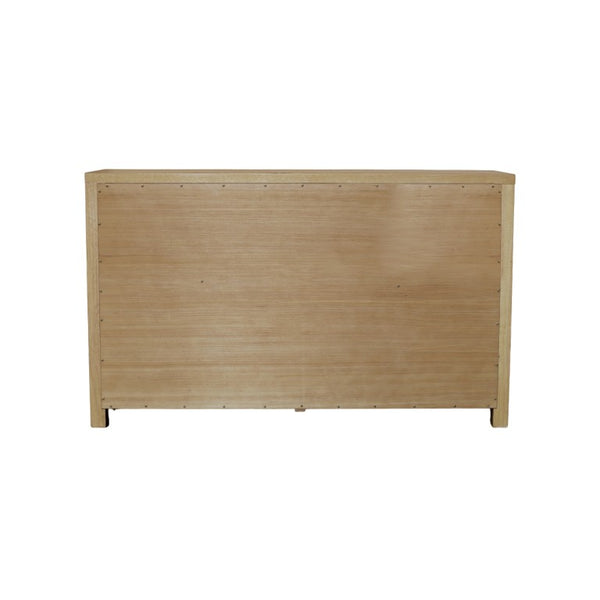 Alpine Furniture Eleanor Light Wood & Glass Sideboard—60"W Storage Console With Adjustable Shelves, Clean Modern Lines 3466-06