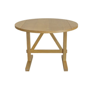 Alpine Furniture Eleanor Round Drop-Leaf Dining Table With Wood-Grain Finish, Trestle Base For Small Spaces Natural 3466-25