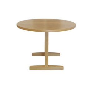 Alpine Furniture Eleanor Round Drop-Leaf Dining Table With Wood-Grain Finish, Trestle Base For Small Spaces Natural 3466-25