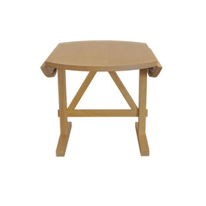 Alpine Furniture Eleanor Round Drop-Leaf Dining Table With Wood-Grain Finish, Trestle Base For Small Spaces Natural 3466-25