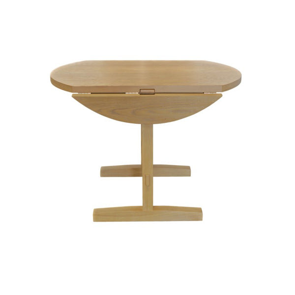 Alpine Furniture Eleanor Round Drop-Leaf Dining Table With Wood-Grain Finish, Trestle Base For Small Spaces Natural 3466-25