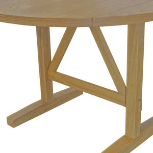 Alpine Furniture Eleanor Round Drop-Leaf Dining Table With Wood-Grain Finish, Trestle Base For Small Spaces Natural 3466-25