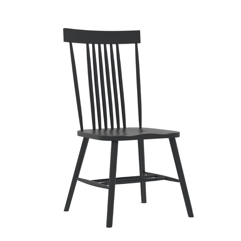 Alpine Furniture Eleanor Windsor Side Chair In Black Finish — Ergonomic High Spindle Back, Contoured Seat, Rubberwood Durability 3466BLK-02