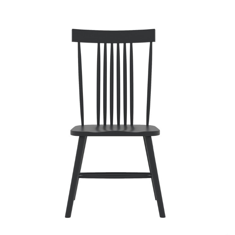 Alpine Furniture Eleanor Windsor Side Chair In Black Finish — Ergonomic High Spindle Back, Contoured Seat, Rubberwood Durability 3466BLK-02