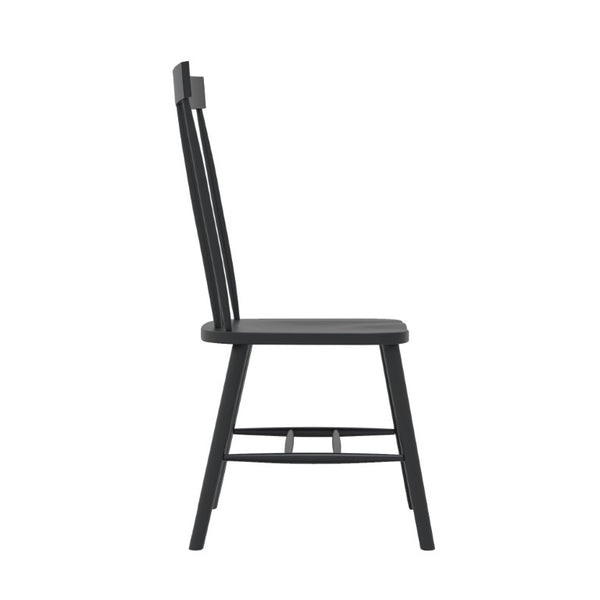 Alpine Furniture Eleanor Windsor Side Chair In Black Finish — Ergonomic High Spindle Back, Contoured Seat, Rubberwood Durability 3466BLK-02