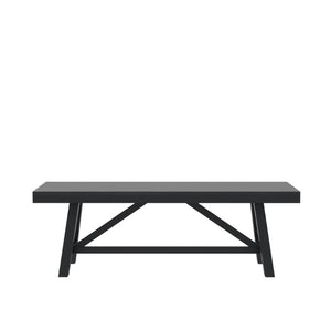 Alpine Furniture Eleanor Solid Rubberwood Bench In Deep Black — 54" Modern Farmhouse Trestle Seating, Sturdy Elegance 3466BLK-03