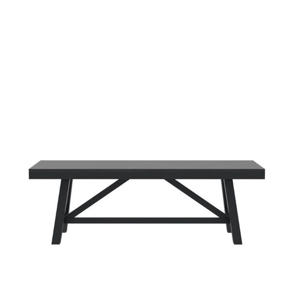 Alpine Furniture Eleanor Solid Rubberwood Bench In Deep Black — 54" Modern Farmhouse Trestle Seating, Sturdy Elegance 3466BLK-03