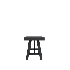 Alpine Furniture Eleanor Solid Rubberwood Bench In Deep Black — 54" Modern Farmhouse Trestle Seating, Sturdy Elegance 3466BLK-03