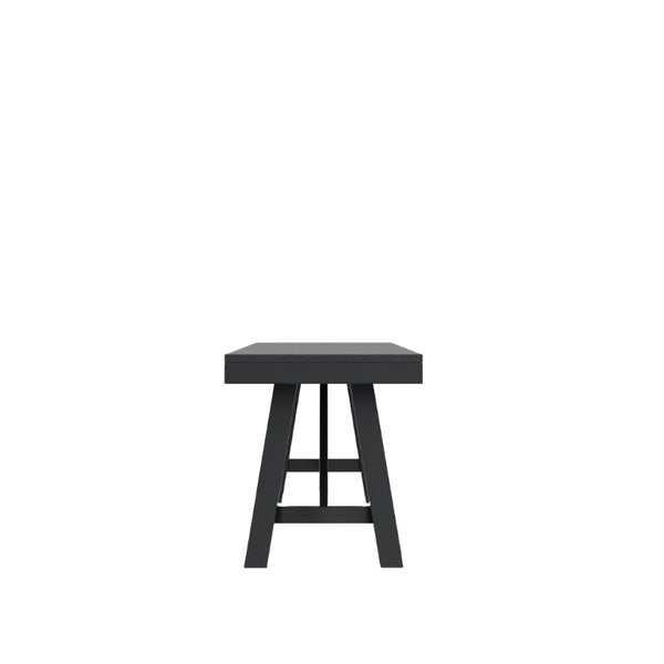 Alpine Furniture Eleanor Solid Rubberwood Bench In Deep Black — 54" Modern Farmhouse Trestle Seating, Sturdy Elegance 3466BLK-03