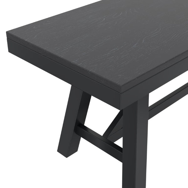 Alpine Furniture Eleanor Solid Rubberwood Bench In Deep Black — 54" Modern Farmhouse Trestle Seating, Sturdy Elegance 3466BLK-03