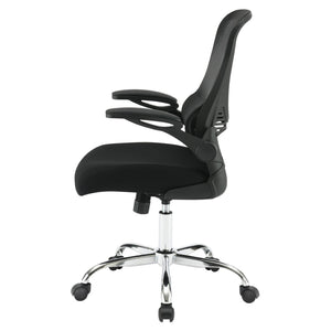 OSP Home Furnishings Mesh Back Ergonomic Office Chair with Lumbar Support Flip up Arms and Foam Seat Cushion Black EM96809C-3