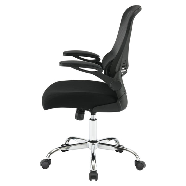 OSP Home Furnishings Mesh Back Ergonomic Office Chair with Lumbar Support Flip up Arms and Foam Seat Cushion Black EM96809C-3