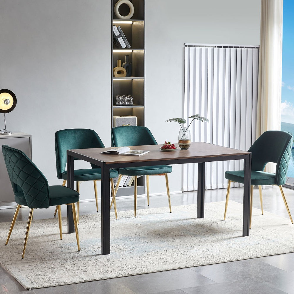 English Elm Dark Green Velvet Dining Chair Set of 4 with Gold Legs and Geometric Cutout Back W1164P188246