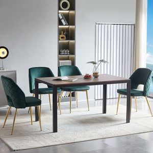 English Elm Dark Green Velvet Dining Chair Set of 4 with Gold Legs and Geometric Cutout Back W1164P188246