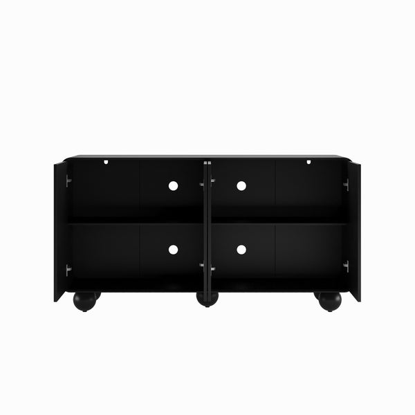 English Elm 59'' Sculptural Sideboard with Honeycomb Doors Sphere Legs and Generous Storage Space W2263P426699