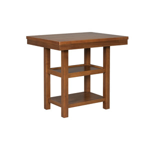 English Elm U_style Rubberwood Farmhouse Bar Table Set Expandable Crossback Chairs Bench Seating Brown WY000534AAD