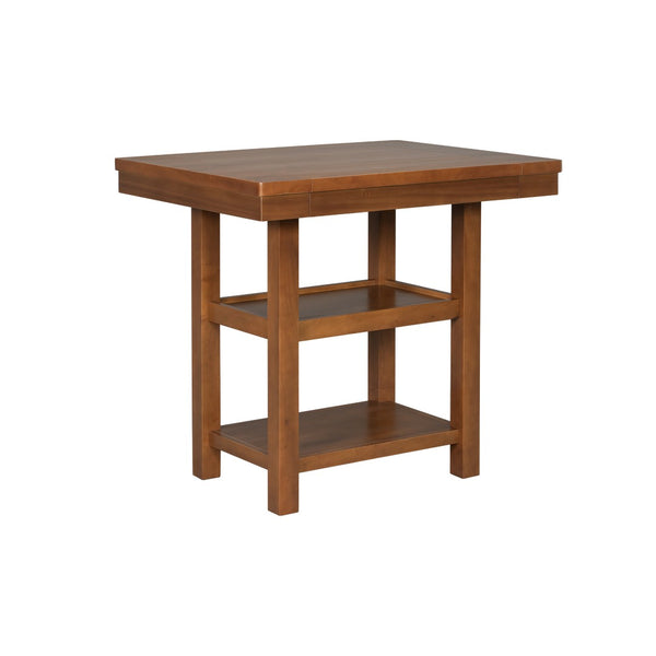 English Elm U_style Rubberwood Farmhouse Bar Table Set Expandable Crossback Chairs Bench Seating Brown WY000534AAD