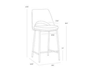 Sunpan RADELLA Counter Stool - Modern Bergen Taupe Upholstery with Antique Brass Base for Stylish Comfort 108515